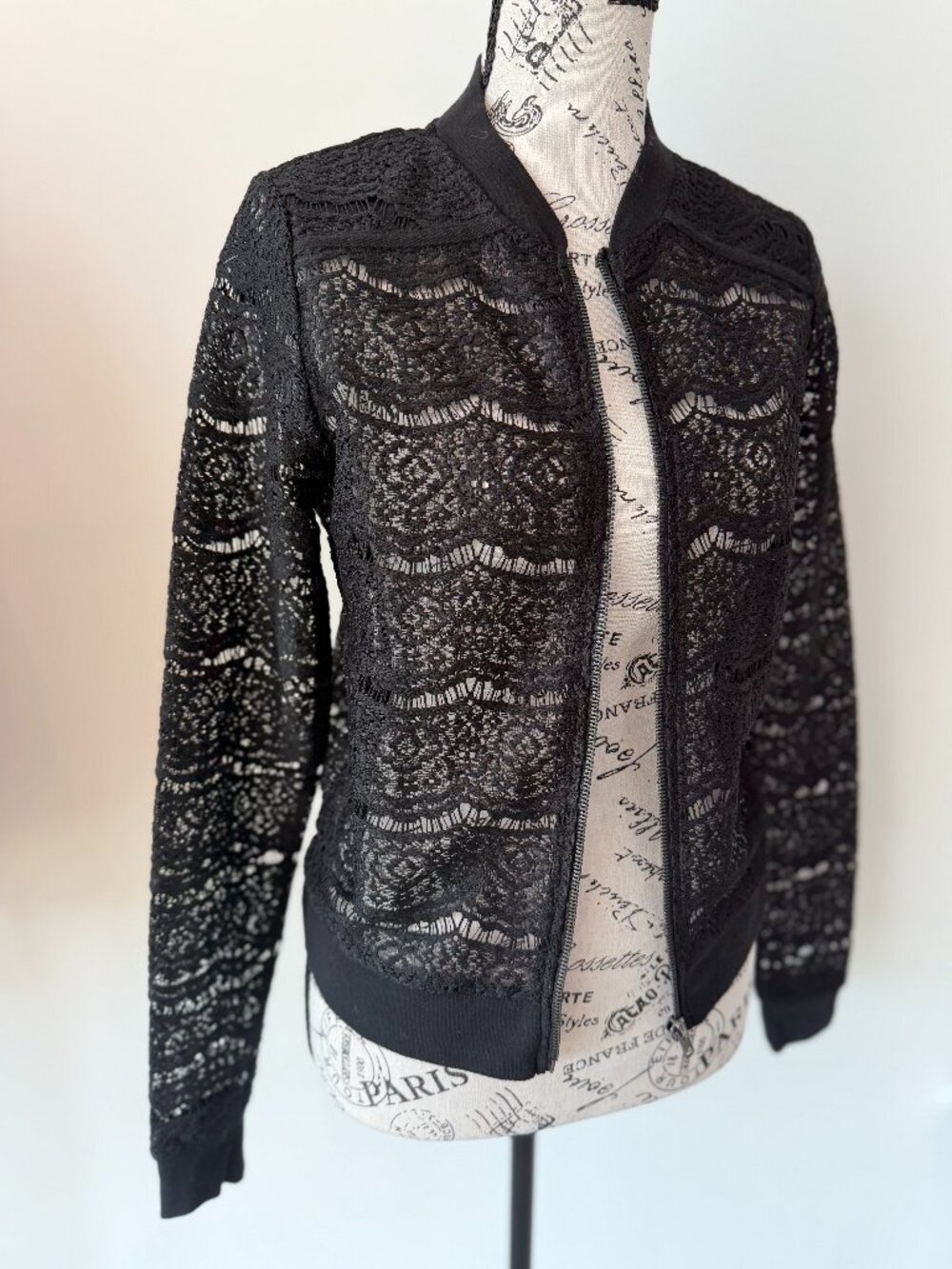 Peppercorn Black Lace Bomber Jacket